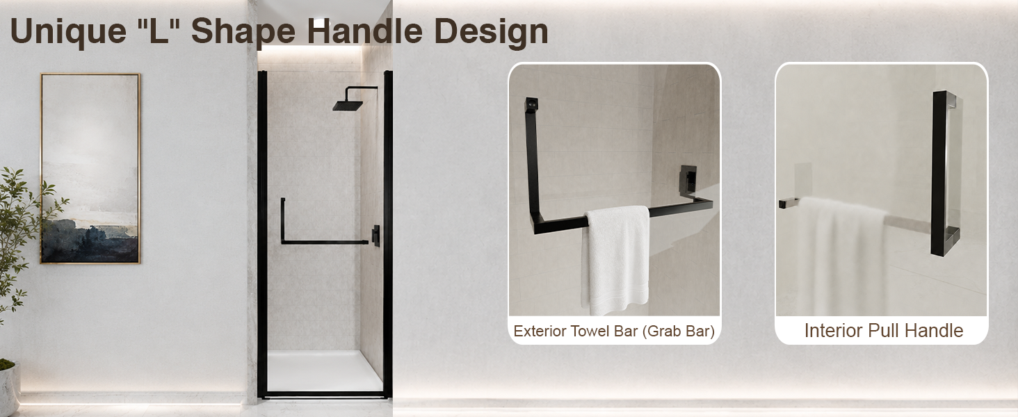 Semi-Frameless Pivot Shower Door with 1/4" Clear Tempered Glass, ARJ-P01-28-MB, detail image 4