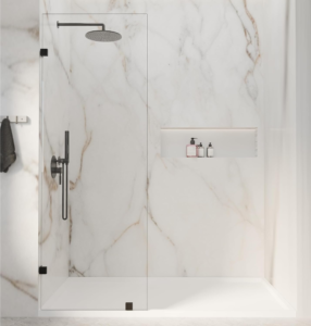 Frameless Fixed Shower Glass Panel with 3/8" Clear Tempered Glass