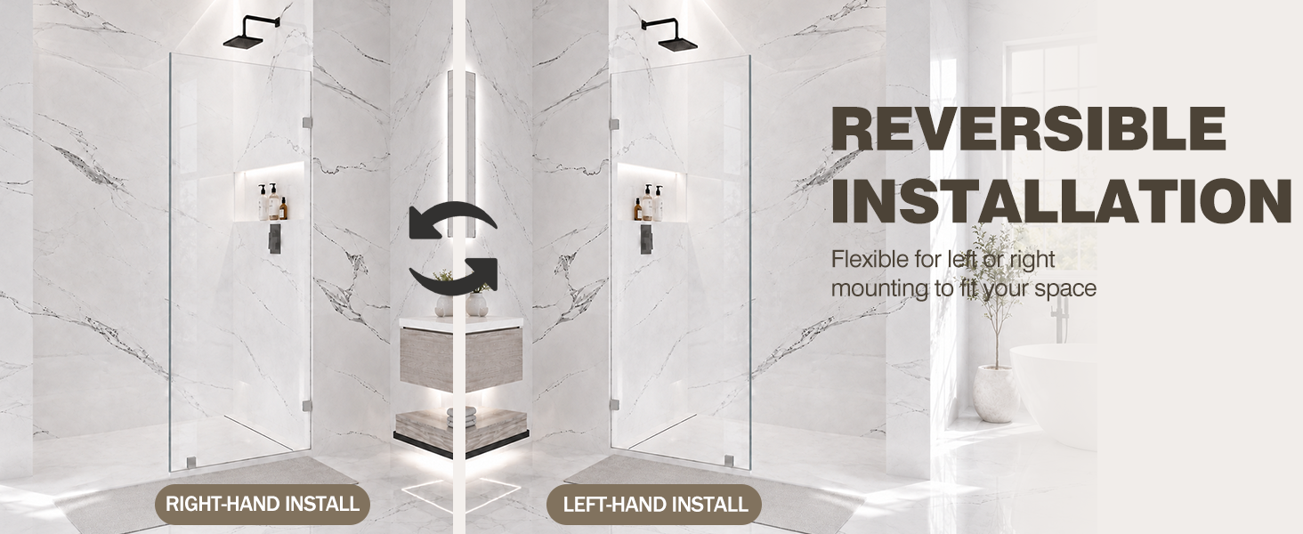 Frameless Fixed Shower Glass Panel with 3/8" Clear Tempered Glass, ARJ-W01-30-CH, detail image 5