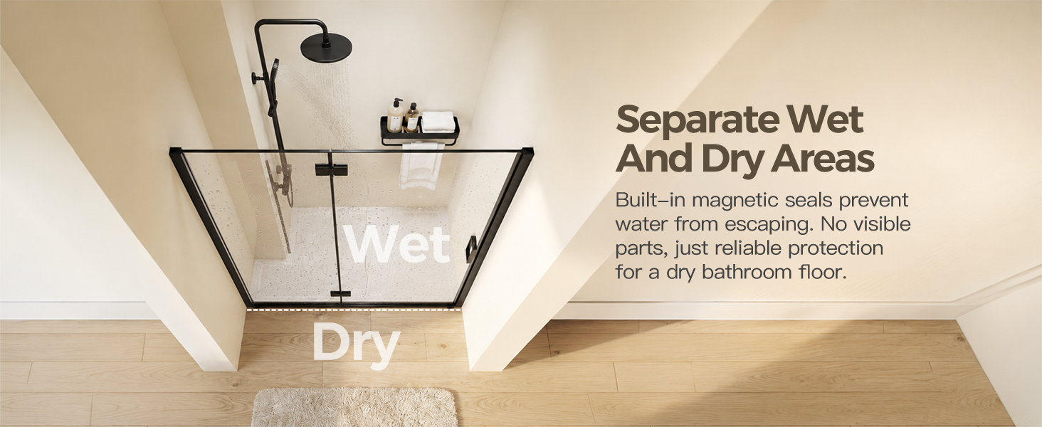 Frameless Bifold Pivot Shower Door with 1/4" Clear Tempered Glass, ARJ-P02-32-MB, detail image 8