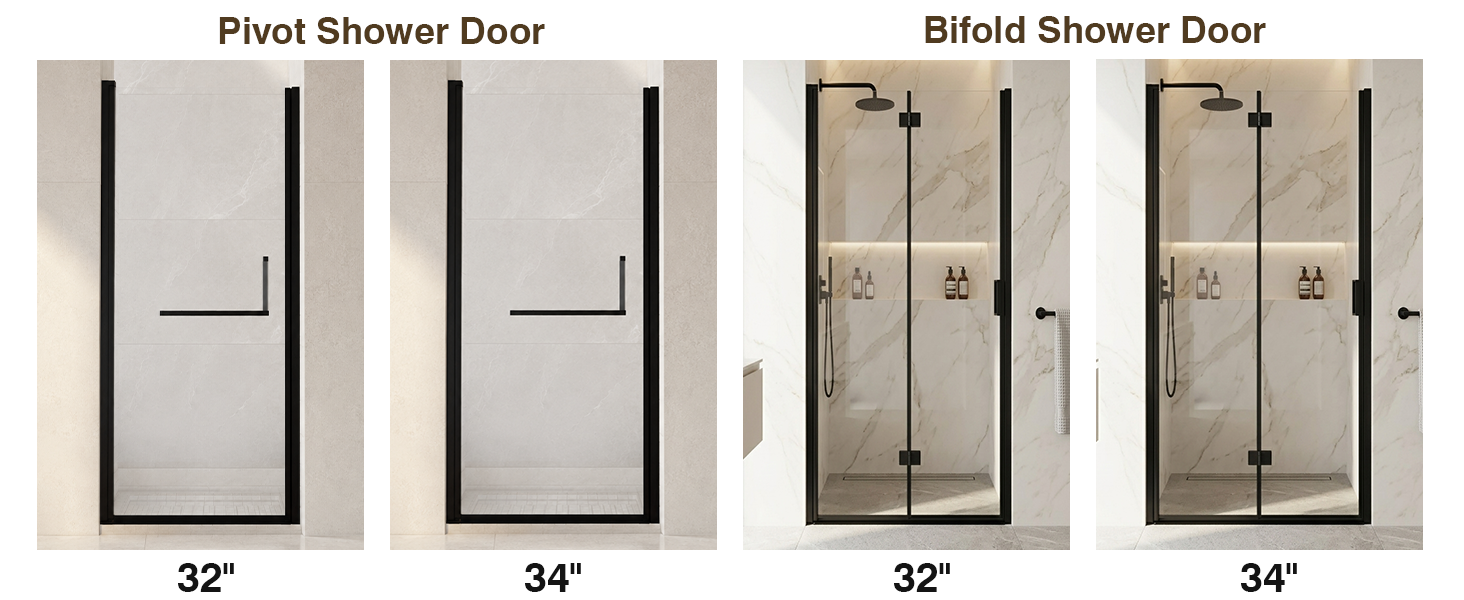 Frameless Bifold Pivot Shower Door with 1/4" Clear Tempered Glass, ARJ-P02-32-MB, detail image 15