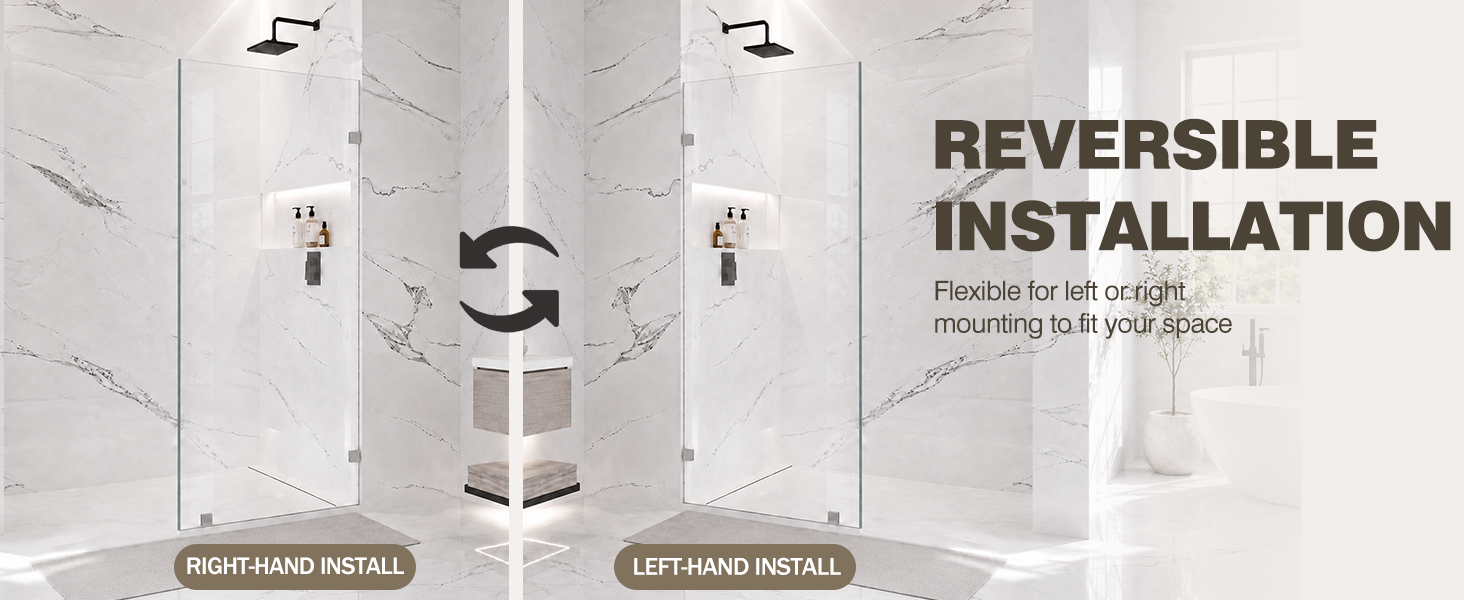 Frameless Fixed Shower Glass Panel with 3/8" Clear Tempered Glass, ARJ-W01-32-CH, detail image 5