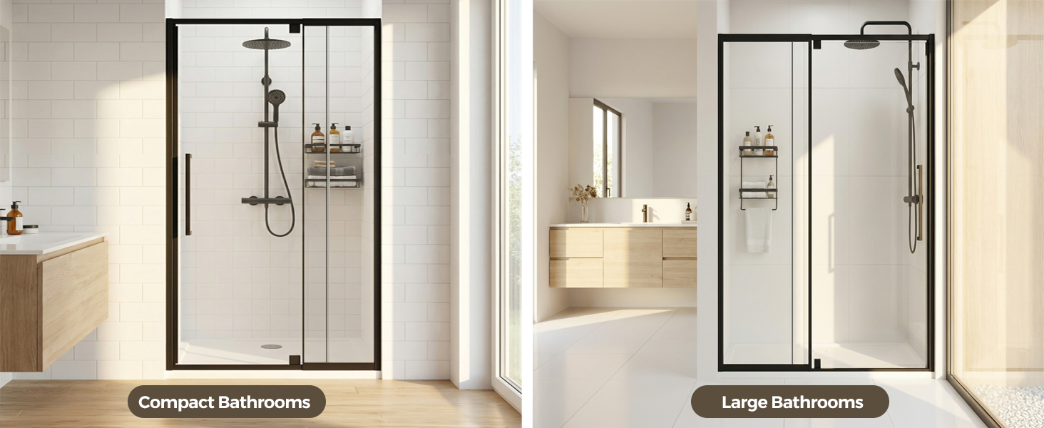 Semi-Frameless Hinged Shower Door with 1/4" Clear Tempered Glass, ARJ-J01-44-MB, detail image 9