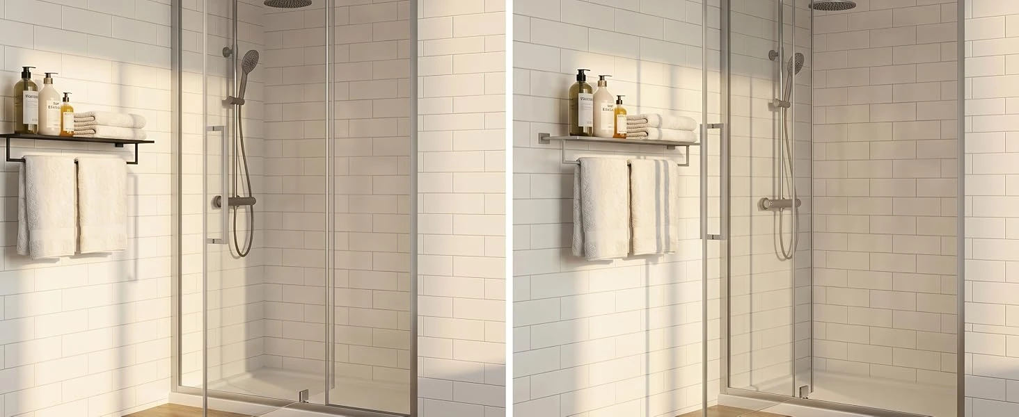 Semi-Frameless Hinged Shower Door with 1/4" Clear Tempered Glass, ARJ-J01-44-CH, detail image 7