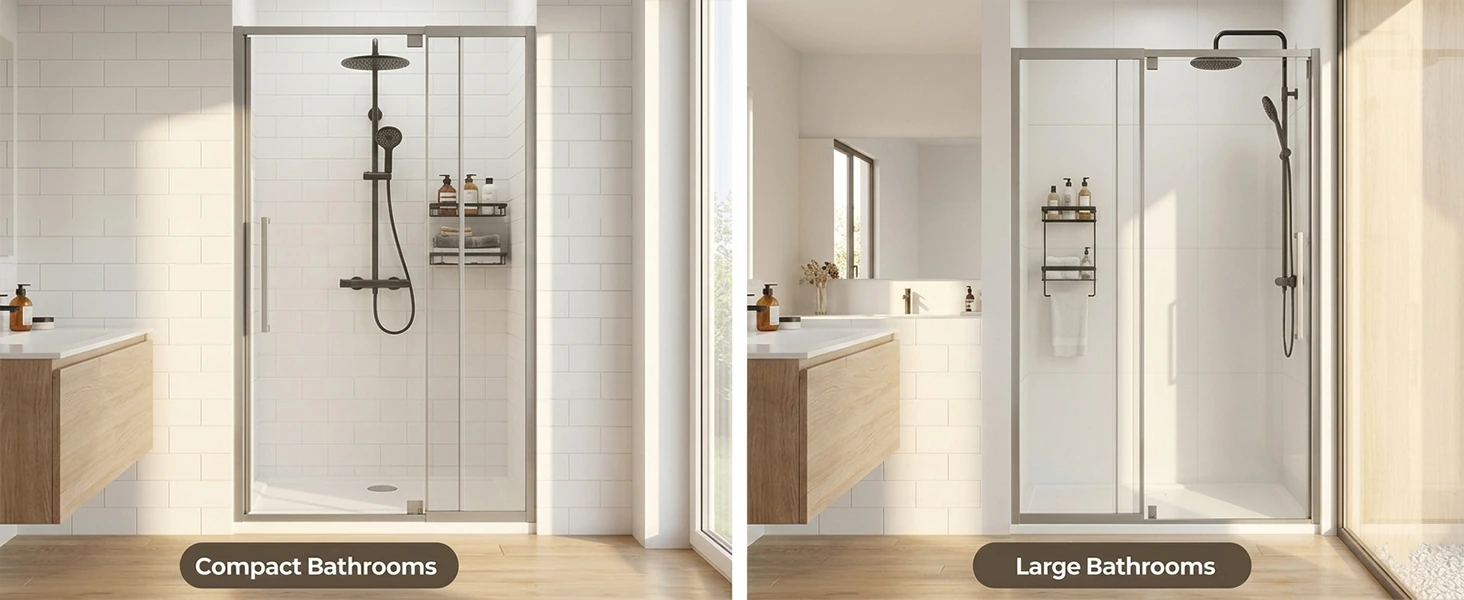 Semi-Frameless Hinged Shower Door with 1/4" Clear Tempered Glass, ARJ-J01-44-CH, detail image 8