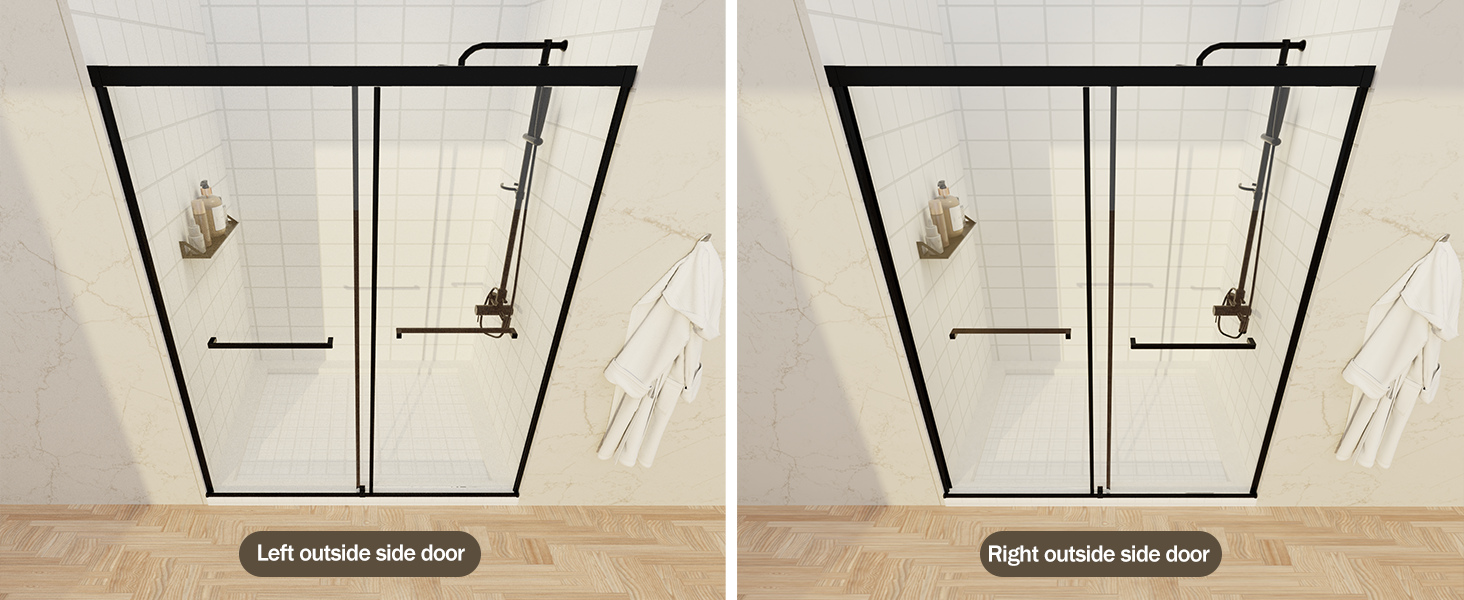 Frameless Sliding Shower Door with 5/16" Clear Tempered Glass, ARJ-S01-48-MB, detail image 6
