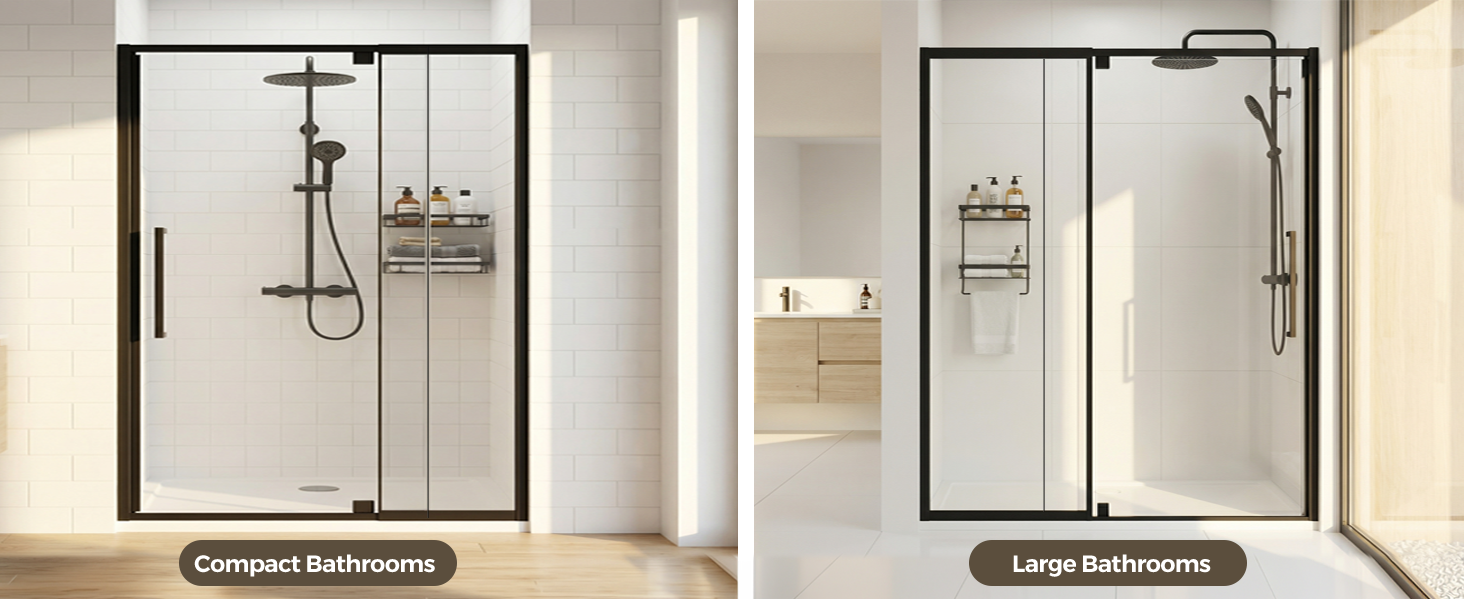 Semi-Frameless Hinged Shower Door with 1/4" Clear Tempered Glass, ARJ-J01-56-MB, detail image 8