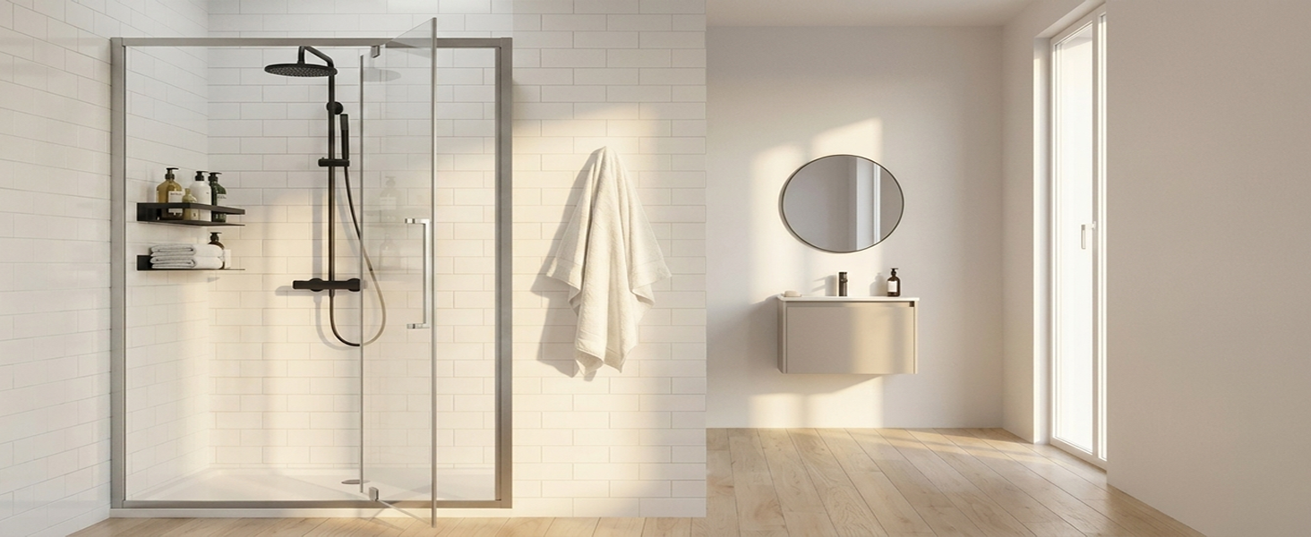 Semi-Frameless Hinged Shower Door with 1/4" Clear Tempered Glass, ARJ-J01-56-CH, detail image 10