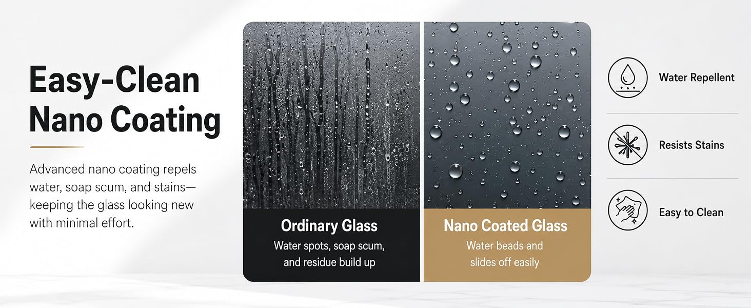 Frameless Sliding Shower Door with 5/16" Clear Tempered Glass, ARJ-S01-60-MB, detail image 7