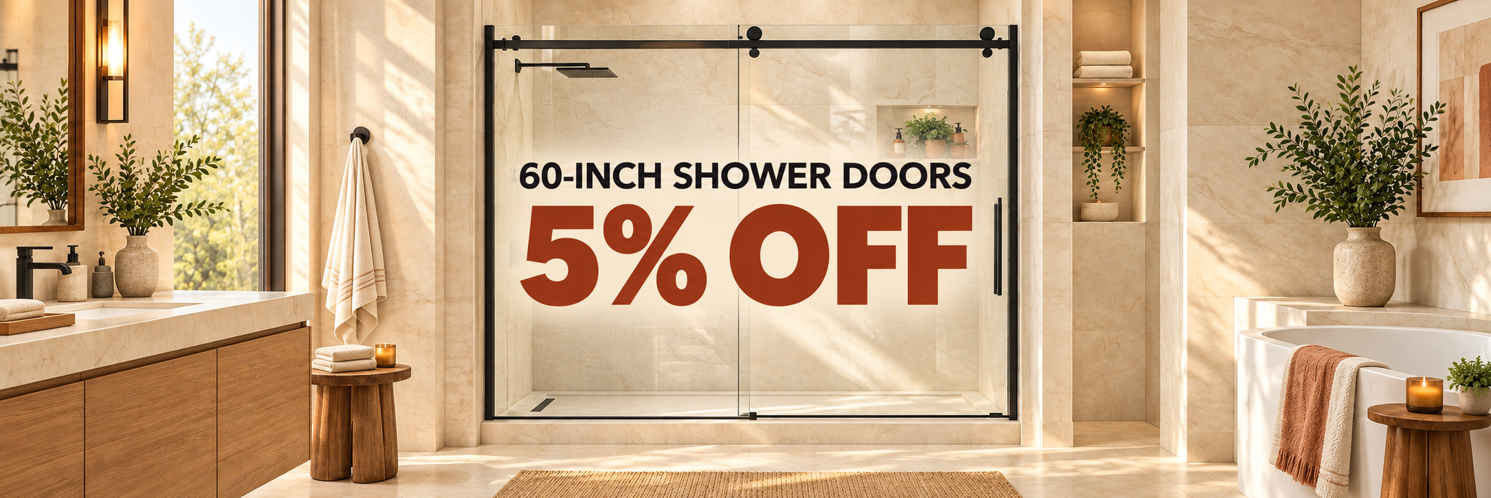 60-inch shower doors — 5% off