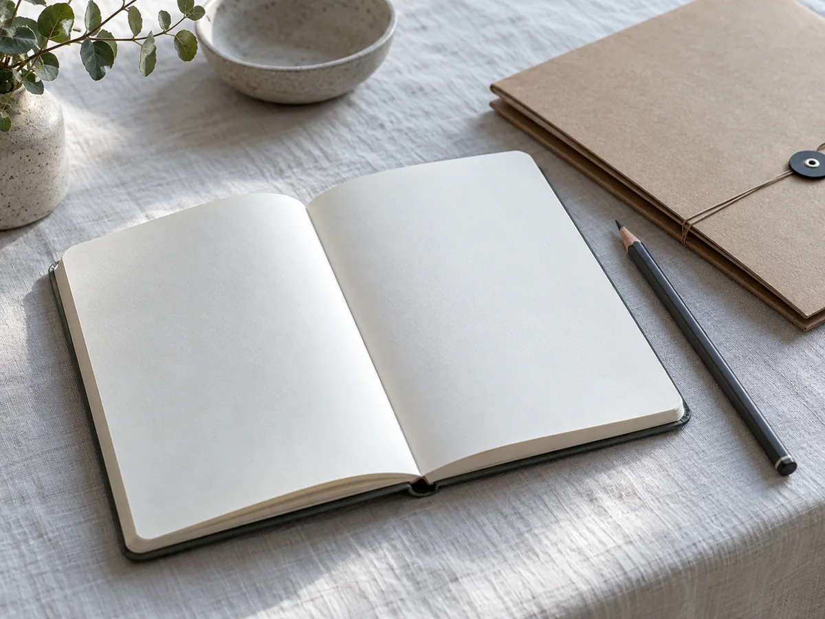 Blank notebook and document folder for recording shower-door symptoms and model information