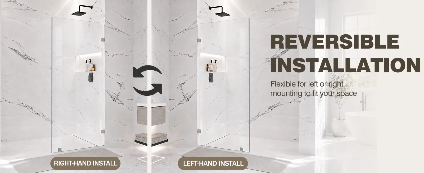 Frameless Fixed Shower Glass Panel with 3/8" Clear Tempered Glass, ARJ-W01-32-CH, detail image 5