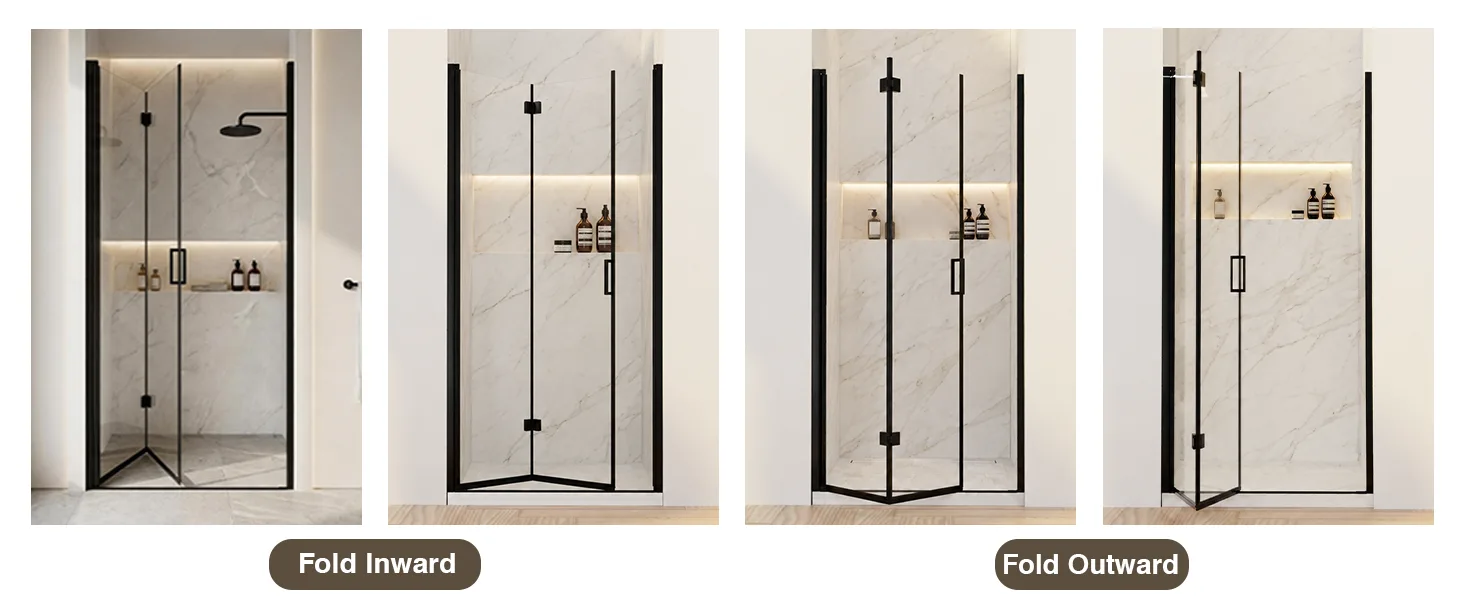 Frameless Bifold Pivot Shower Door with 1/4" Clear Tempered Glass, ARJ-P02-32-MB, detail image 9