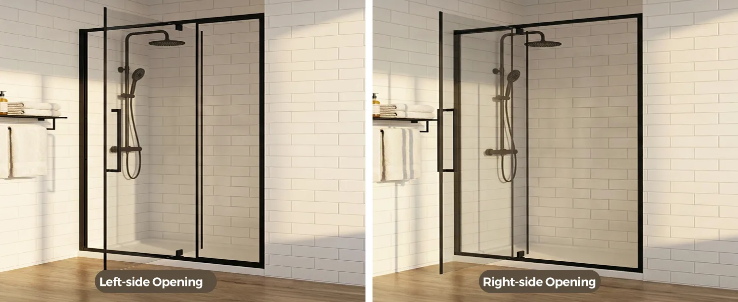 Semi-Frameless Hinged Shower Door with 1/4" Clear Tempered Glass, ARJ-J01-56-MB, detail image 7