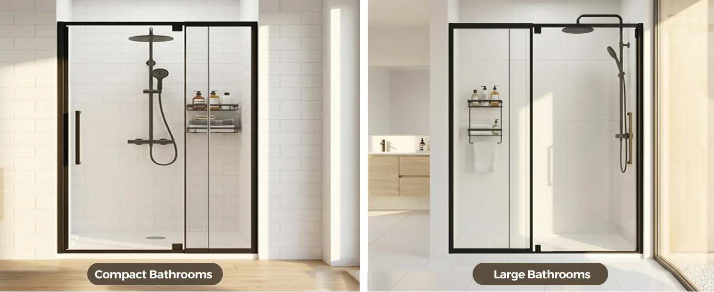 Semi-Frameless Hinged Shower Door with 1/4" Clear Tempered Glass, ARJ-J01-56-MB, detail image 8
