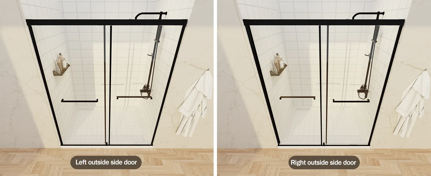 Frameless Sliding Shower Door with 5/16" Clear Tempered Glass, ARJ-S01-48-MB, detail image 6