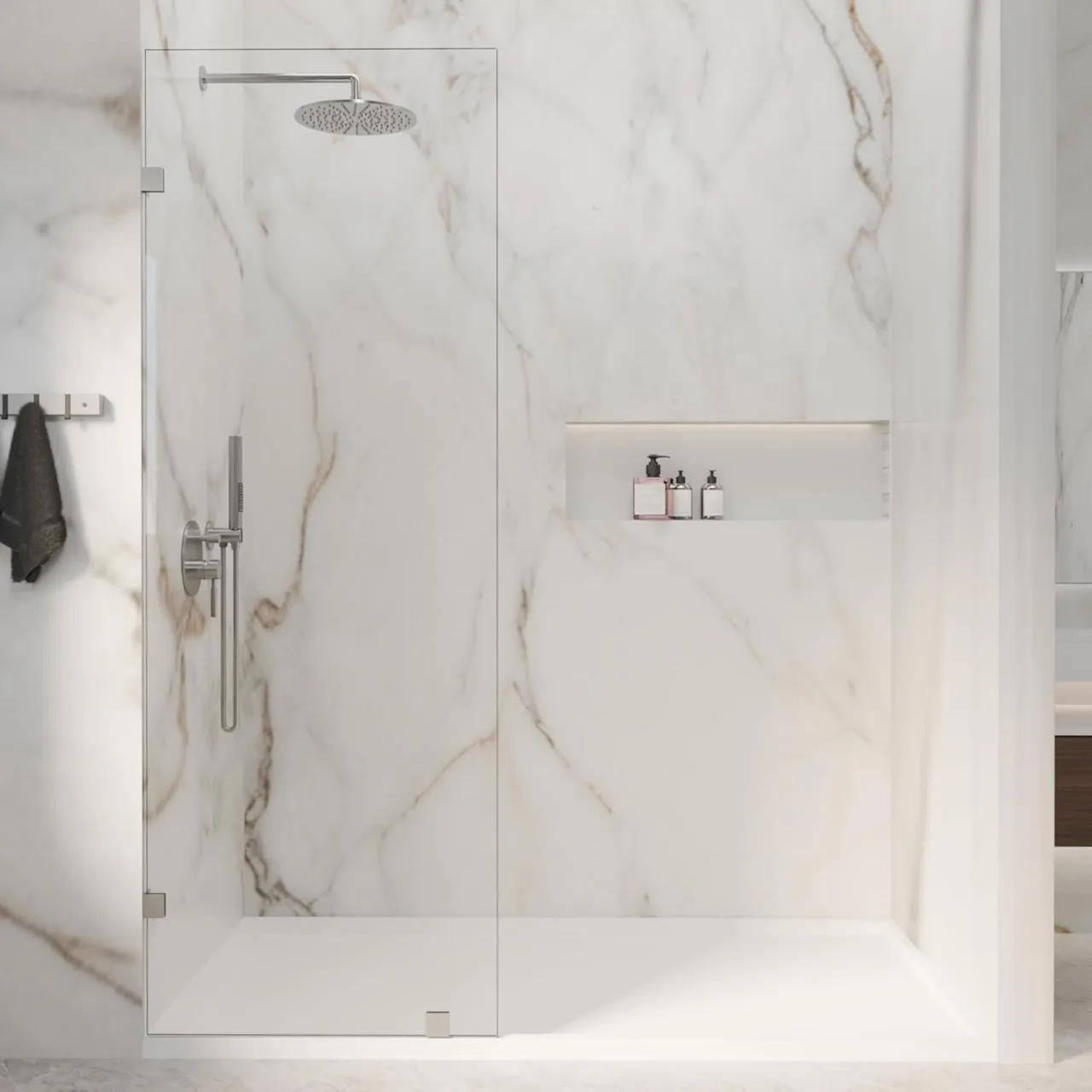 30" W x 72" H Frameless Fixed Shower Glass Panel with 3/8" Clear Tempered Glass in Chrome, main product view